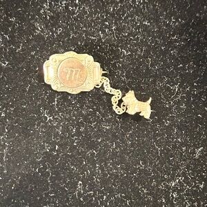 Vintage Gold Filled Tethered Pin Initial M Scottie Dog Uncas Manufacturing Co.